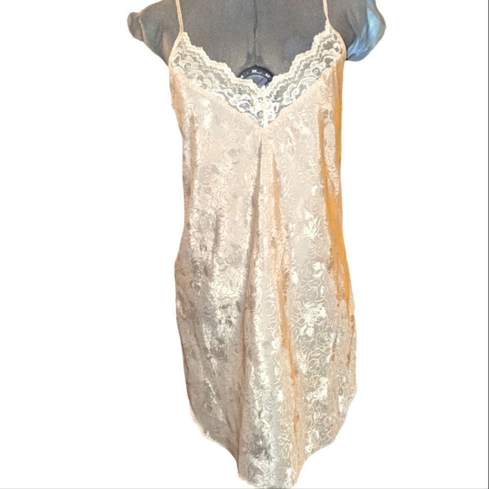 Vintage California Miss cream floral‎ print chemise nightgown lingerie - Picture 1 of 7